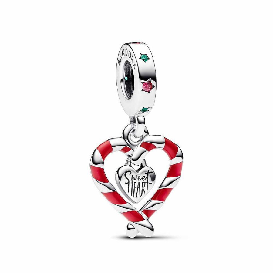 Pandora Charm Colgante Coraz N Bast N Caramelo Doble De Navidad - Pandora