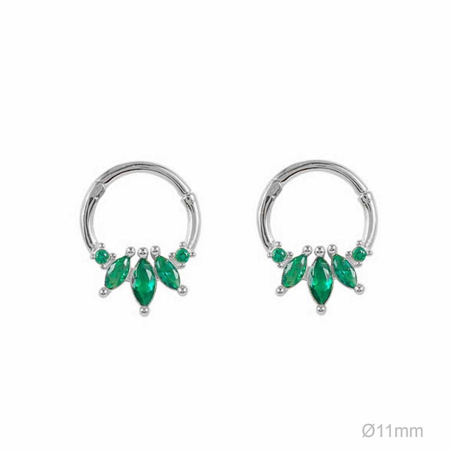 las Joyas de Irene Pendientes Tragus Plata Circonitas Verdes