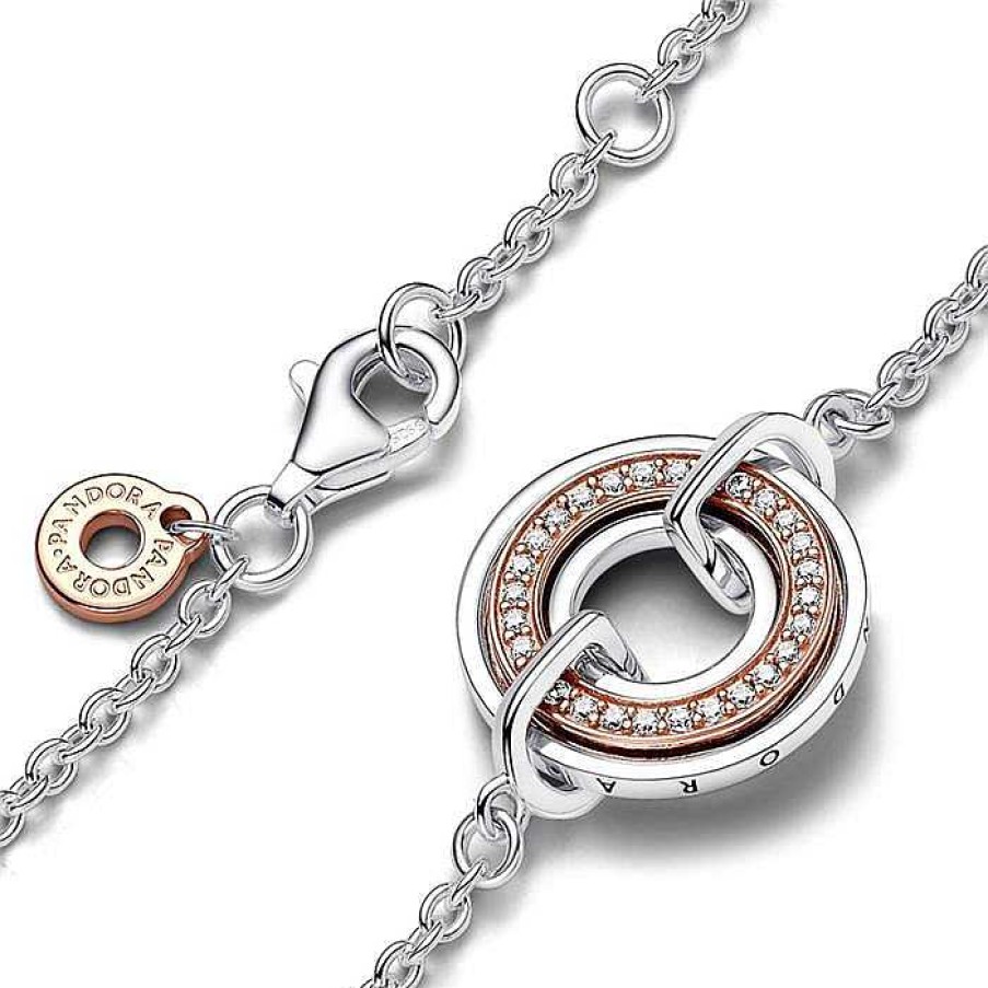 las Joyas de Irene Pulsera Logo & Pav En Dos Tonos Pandora Signature - Pandora