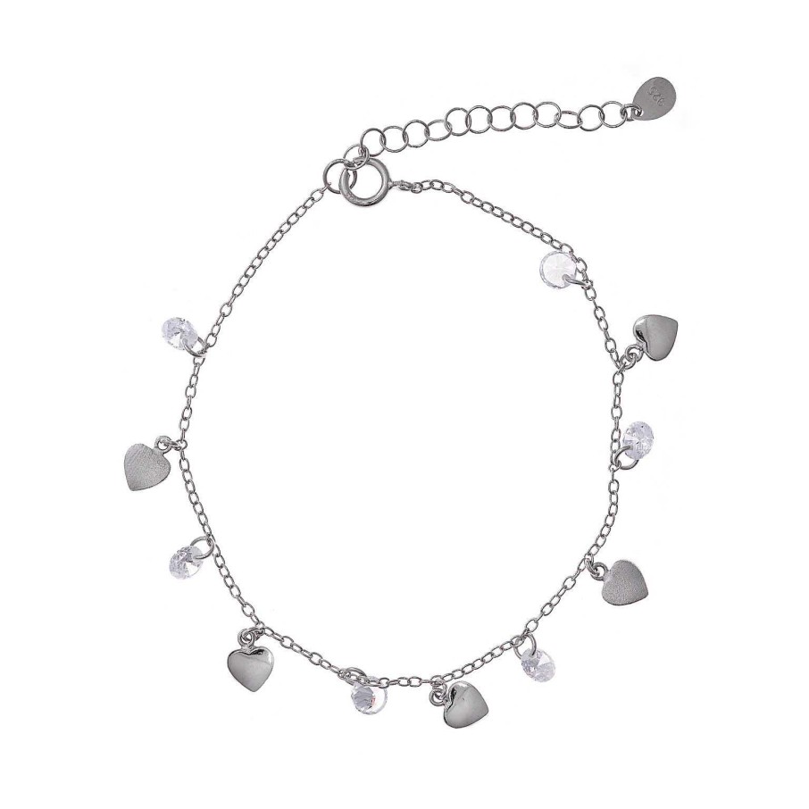 Salvatore Plata Salvatore Charms Pulsera Corazones Circonitas - Salvatore