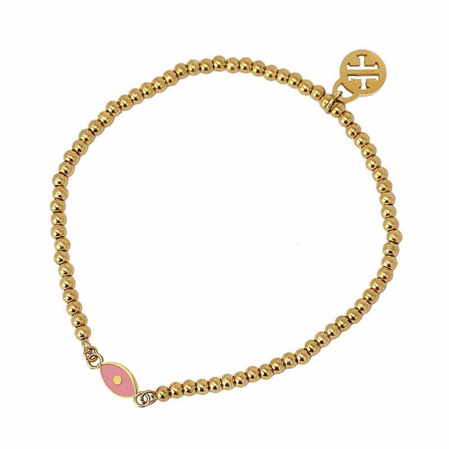 Anartxy Pulsera Anartxy Ojo Turco Rosa Acero Dorado - Anartxy