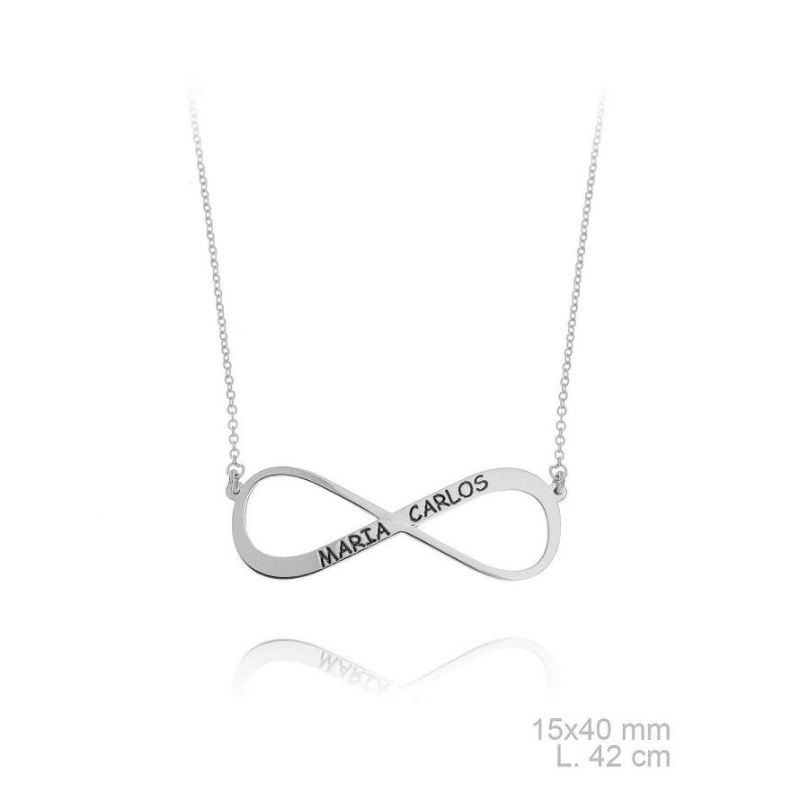 las Joyas de Irene Collar Infinito En Plata Dos Nombres Grabados