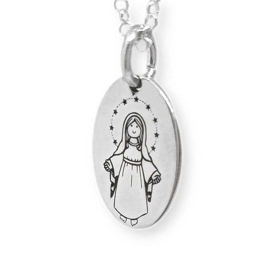 las Joyas de Irene Collar Virgen Milagrosa En Plata