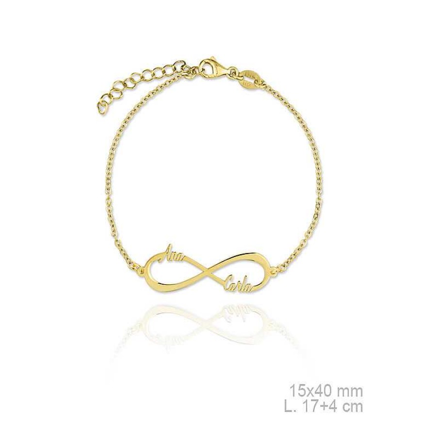 las Joyas de Irene Pulsera Infinito Plata Chapada En Oro Dos Nombres