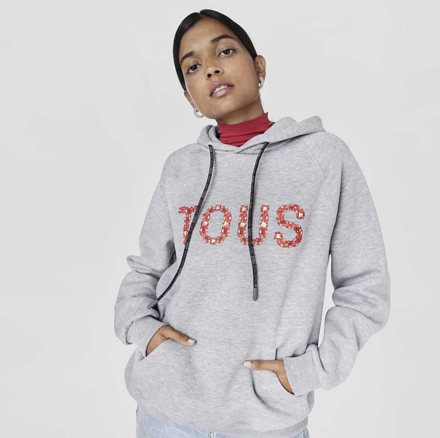 Tous Sudadera Tous Capucha Logo Gris Gemstone - Tous