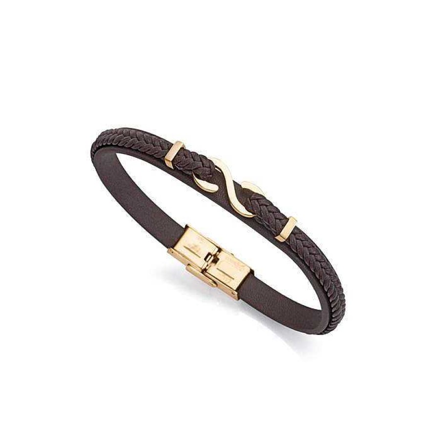 Viceroy Viceroy Pulsera Ip Dorado Piel Marr N - Viceroy Fashion