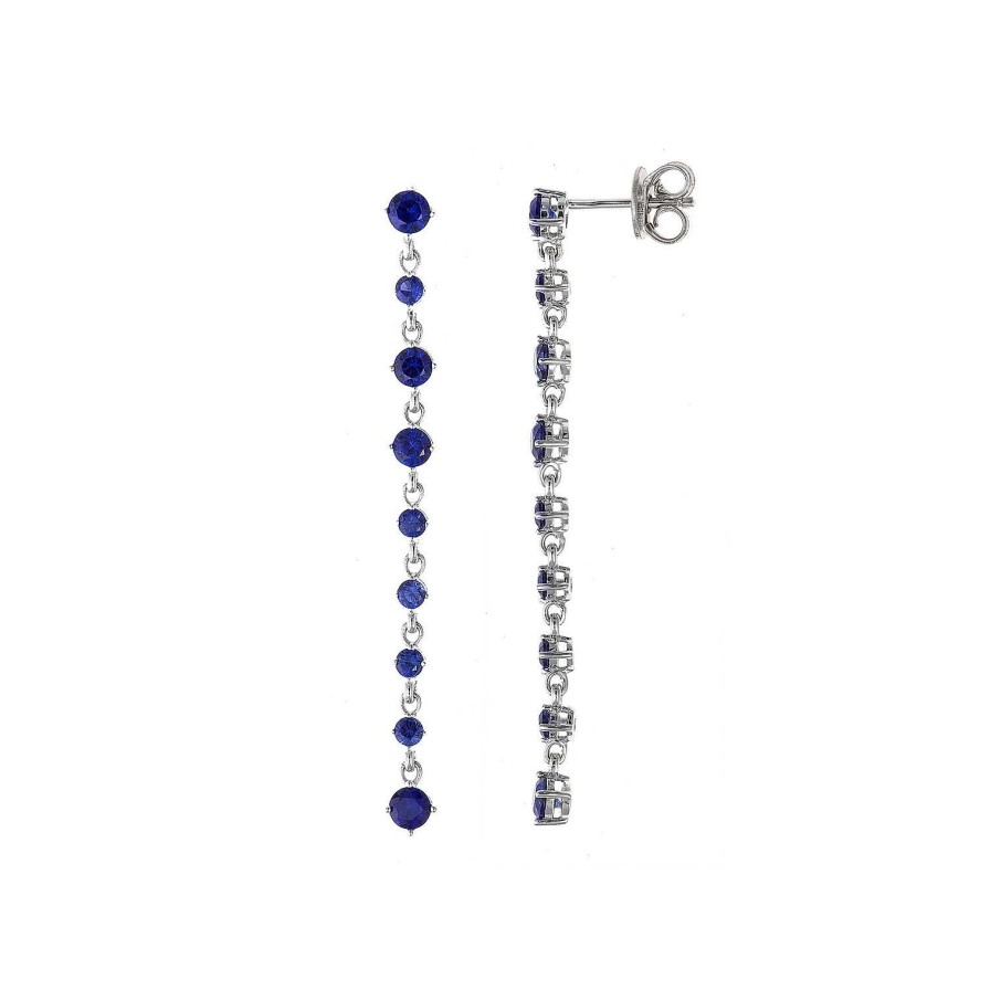 Salvatore Plata Salvatore Plata Pendientes Tira Circonitas Azul Lady - Salvatore