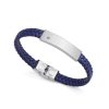 las Joyas de Irene Pulsera De Hombre Magnum De Acero Con Diamante Y Piel Trenzada En Azul - Viceroy Fashion