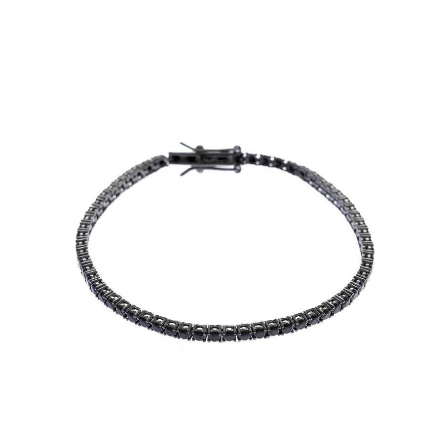 Salvatore Plata Salvatore Plata Pulsera Riviere Circonita Negra - Salvatore