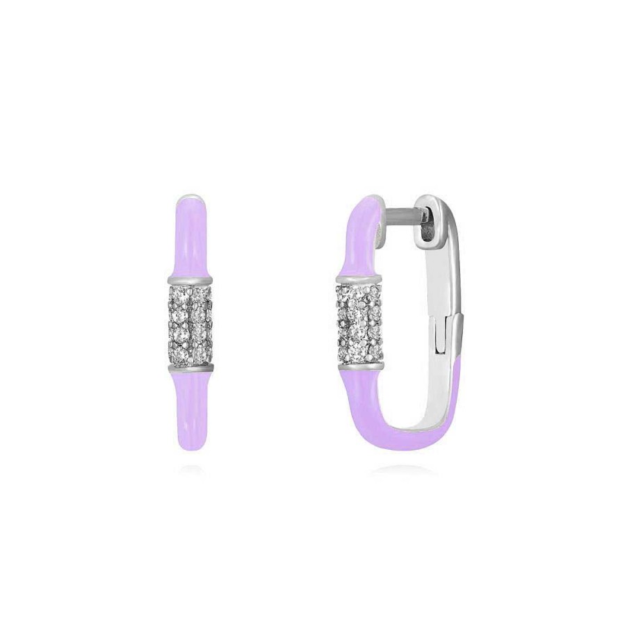 las Joyas de Irene Aros Plata Esmalte Lavanda Circonitas