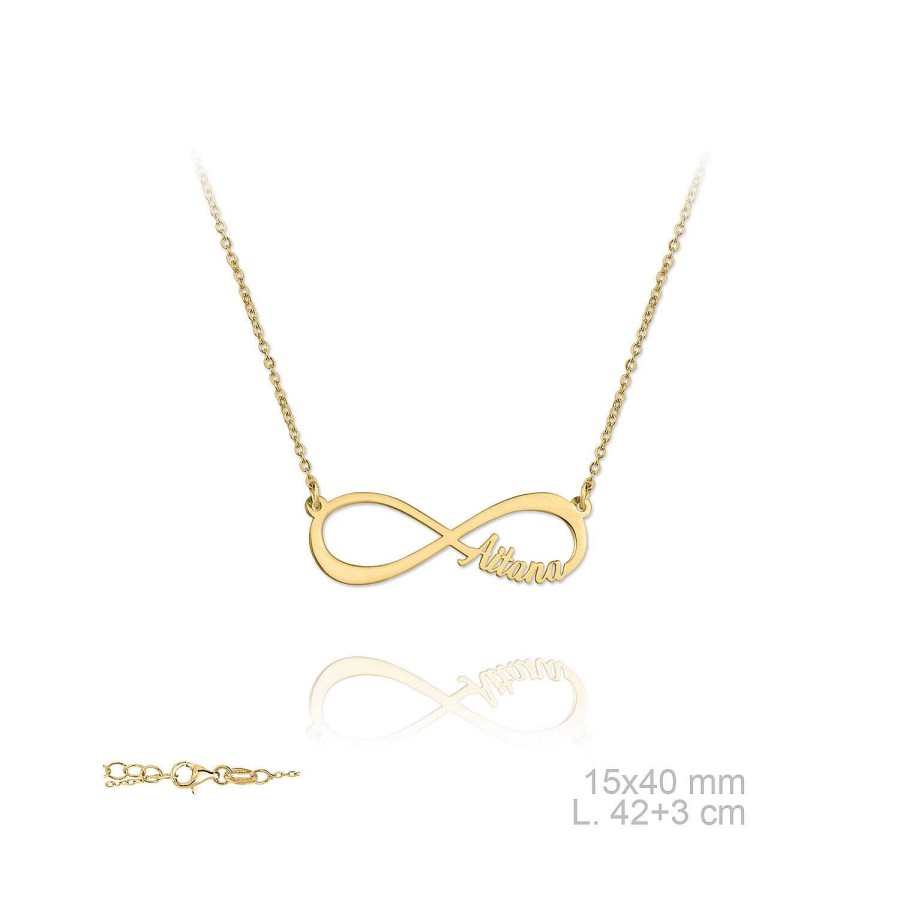 las Joyas de Irene Collar Infinito Plata Chapada En Oro Un Nombre