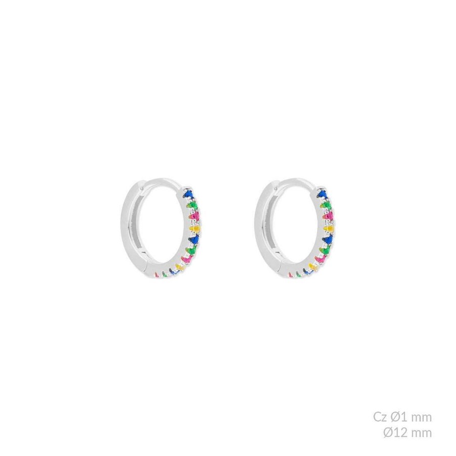 las Joyas de Irene Pendientes Aros Circonitas De Color