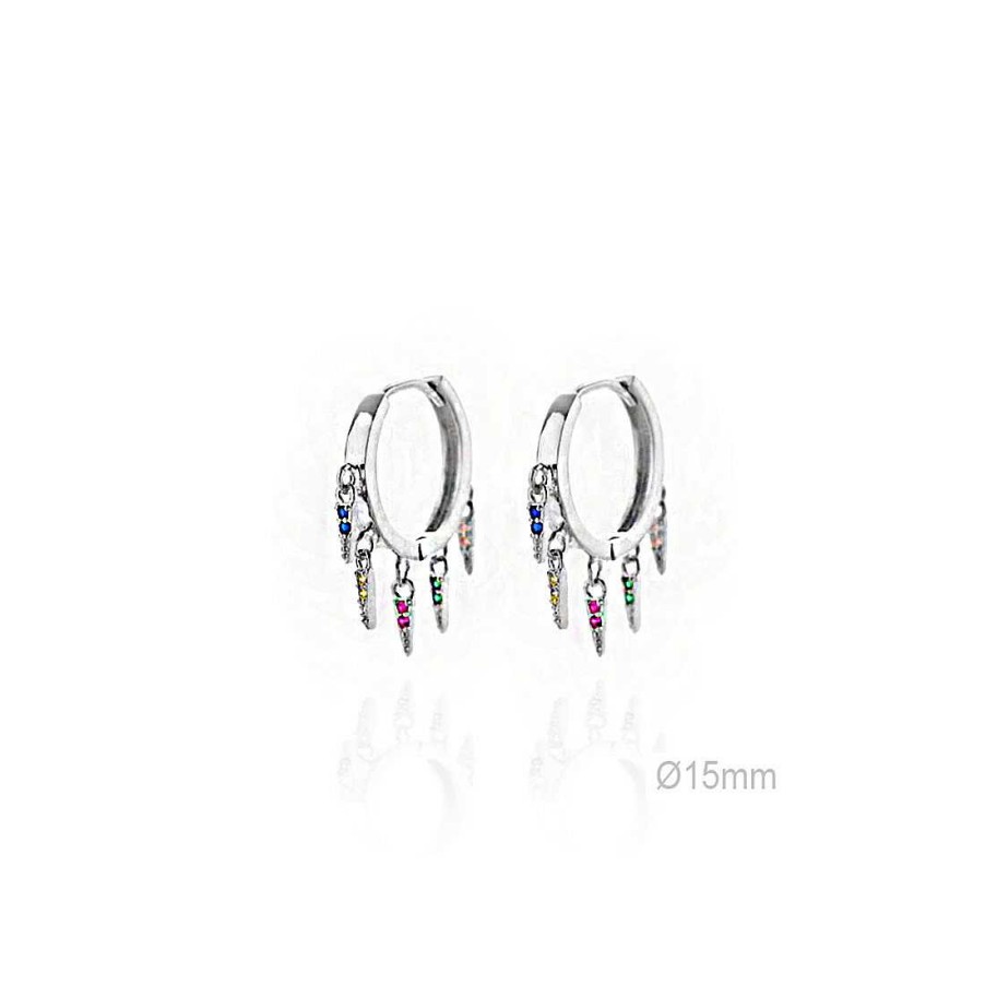 las Joyas de Irene Pendientes Aro Plata Multicolor - Joyas De Irene