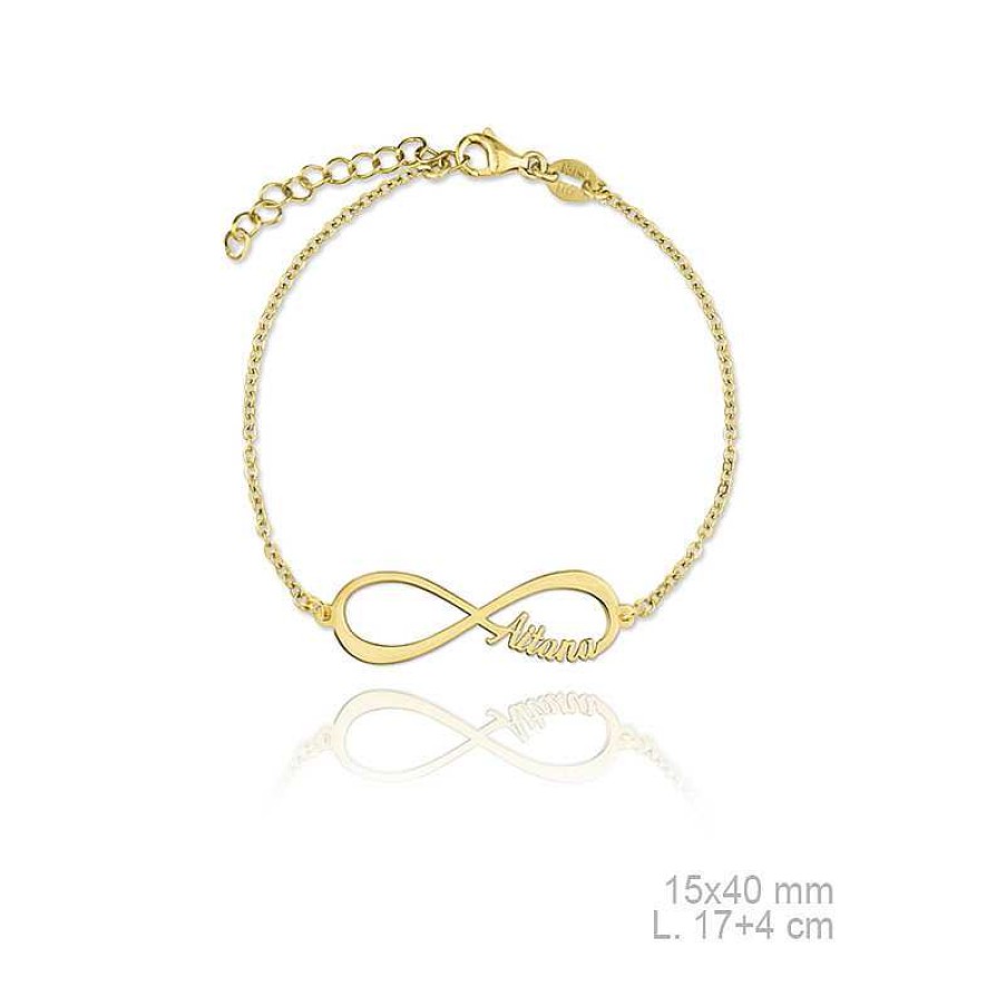 las Joyas de Irene Pulsera Infinito Plata Chapada En Oro Con Un Nombre