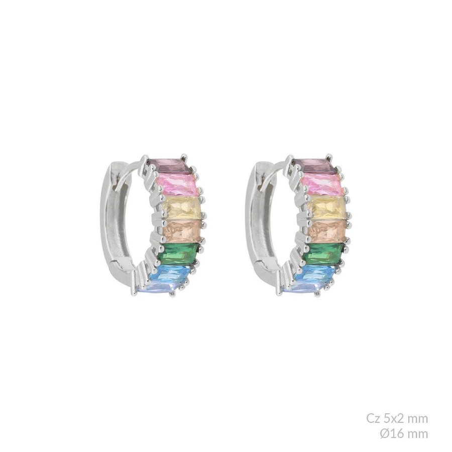 las Joyas de Irene Aros Baguette Multicolor Plata - Joyas De Irene