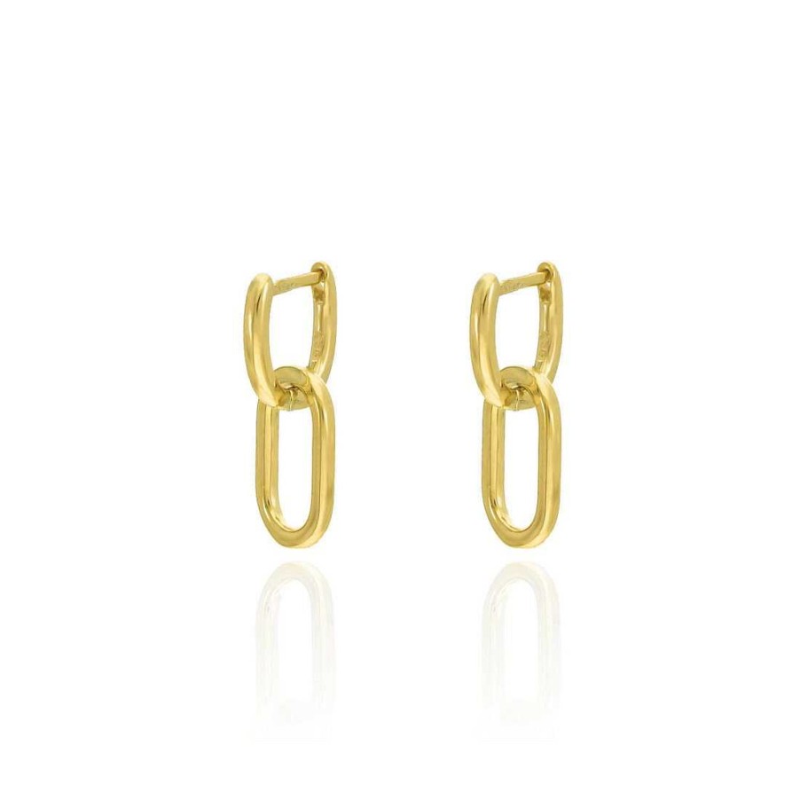 las Joyas de Irene Pendientes Doble Eslab N Dorado