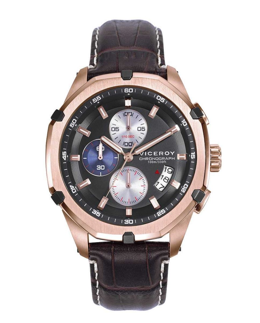 Viceroy Reloj De Hombre Magnum Caja De Acero Ip Rosa Y Correa De Piel Marr N - Viceroy