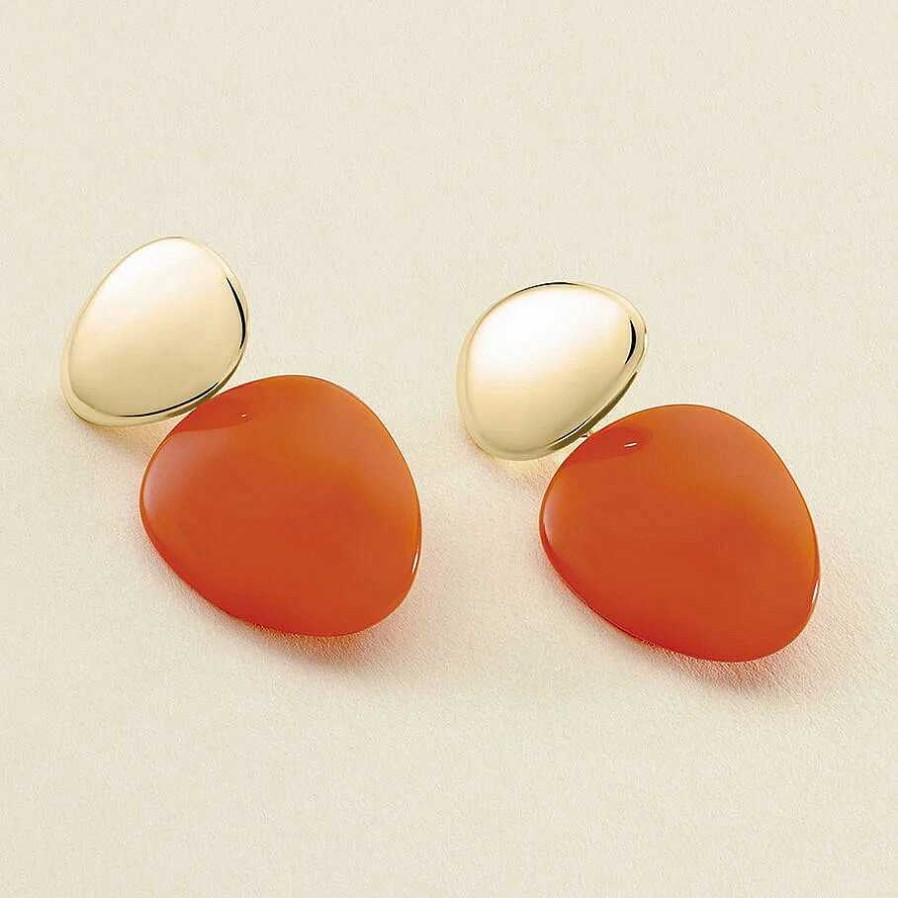 Agatha Paris Pendientes Largos Brigitte Naranja / Oro - Agatha Paris